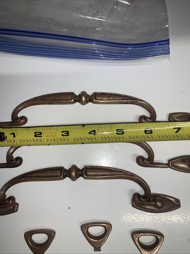 Lot Vintage 1960's Drawer Pulls Copper Finished Steel And Brass 6” Hole Centers - Picture 3 of 6