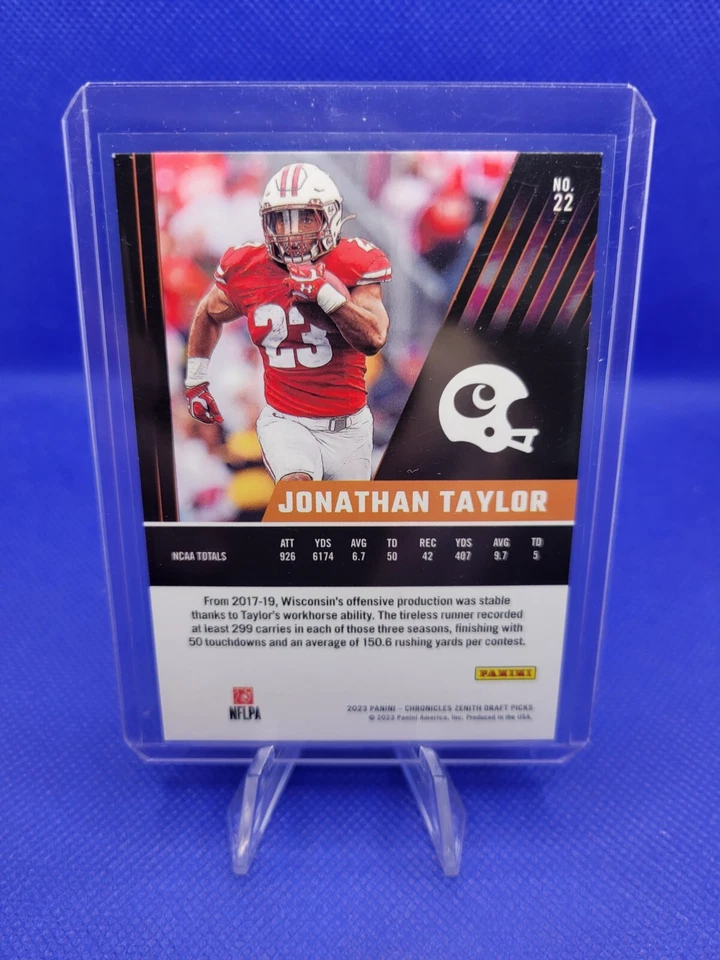 JONATHAN TAYLOR - 2023 Panini Chronicles Draft ZENITH #22 FOTL Cracked Ice 10/11 - Image 3 of 3
