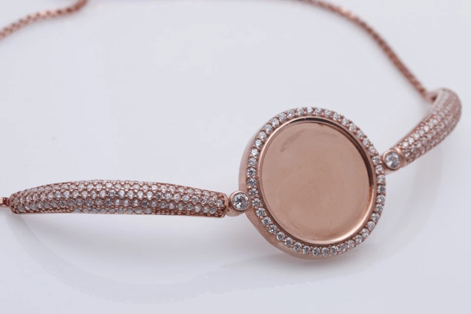 Pulseira de prata esterlina 925 ouro rosa diferente corrente joias feitas à mão turca - Imagem 2 de 4