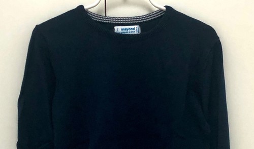 Mayoral Boys Navy Blue Cotton Knit Pullover Sweater - Size 7 - Picture 2 of 5