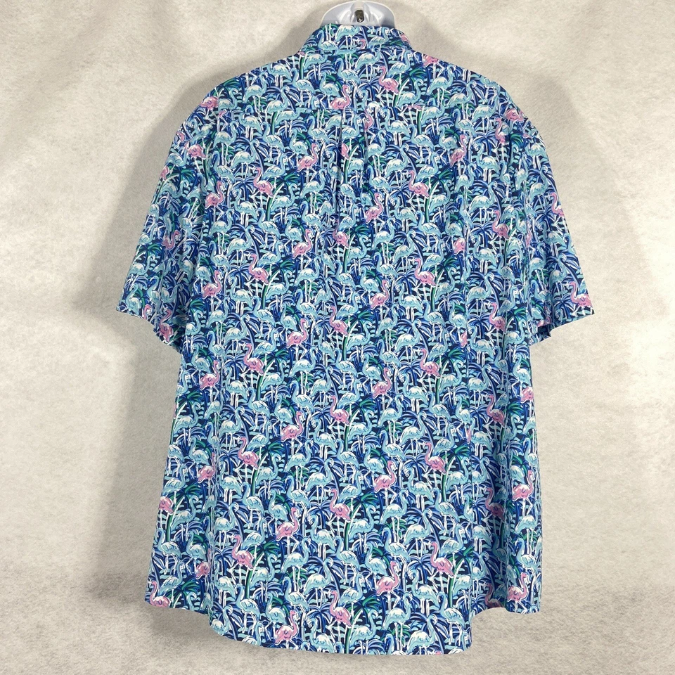 Camisa Vineyard Vines Para Hombres 2XL Azul Rosa Abotonada Rendimiento Estampado Flamenco Nueva Foto 4 de 4