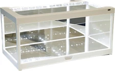 White Collectible Display Show Case + with LED Lights and Mirror Base and Back f