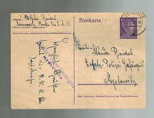 1941 Tarnowitz Poland Germany Postcard Cover to Myslowitz Police Woman Prisoner