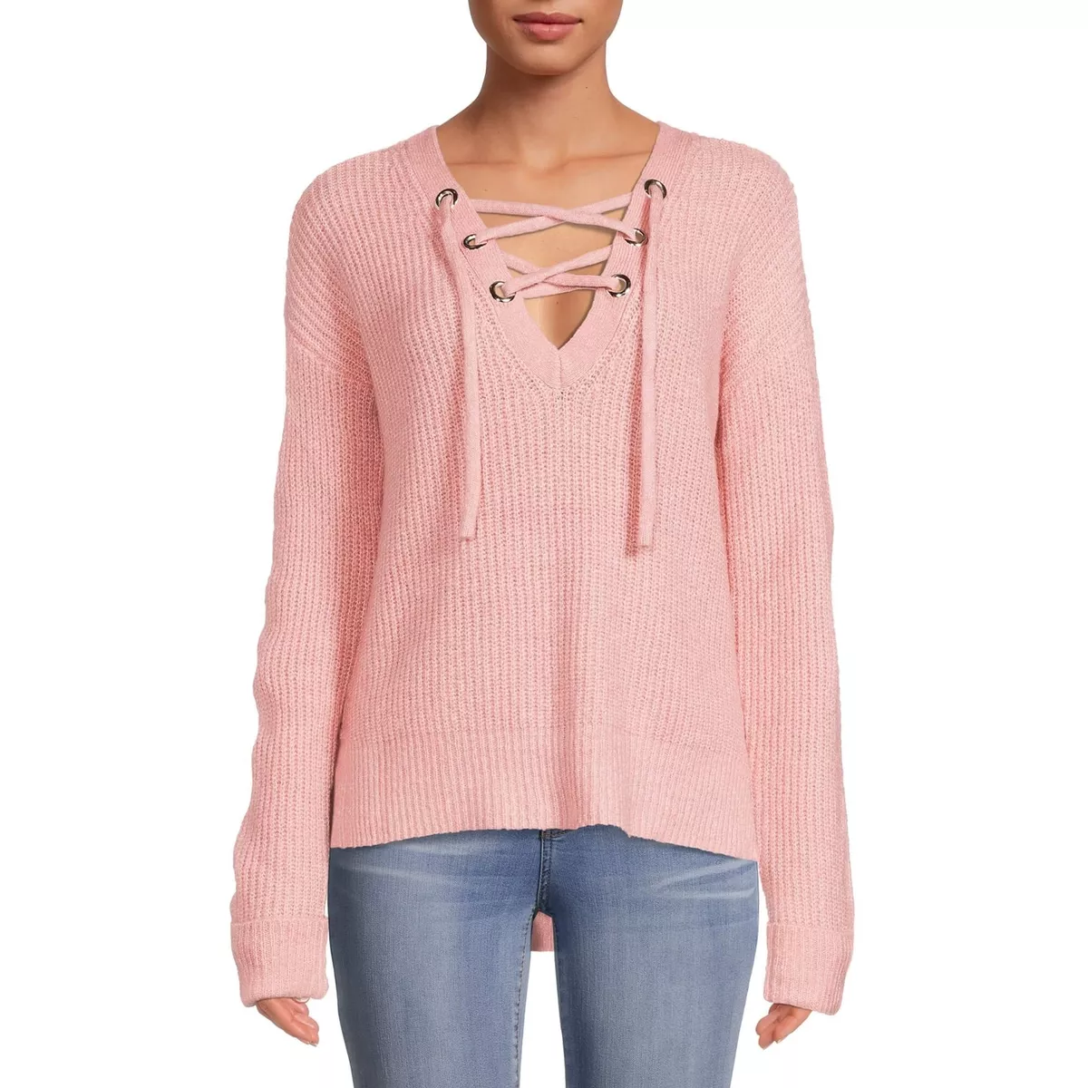 No boundaries deals lace up sweater
