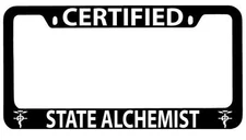 Black METAL License Plate Frame Certified State Alchemist Accessory Fullmetal 54