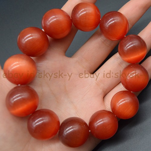 Huge 20mm Multicolor Opal Cat's Eye Round Gems Beads Elastic Bracelet 8-8.5'' - Picture 25 of 41