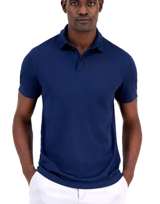 Alfani Mens AlfaTech Stretch Solid Polo Shirt Navy Steel Small 4790₽