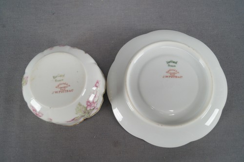 Haviland Limoges Schleiger 241 Pink Flowers & Double Gold Ramekin & Saucer D - Picture 10 of 12