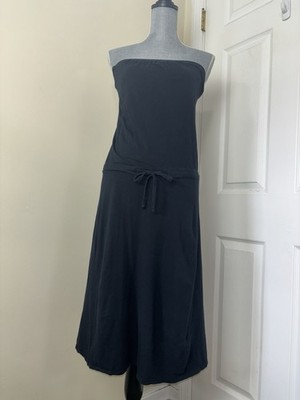 Standard James Perse Black Strapless Supima Cotton Midi Dress 1 Small Minimal