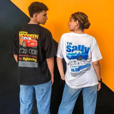Lightning Mcqueen and Sally Cars T-shirts for Couples Matching