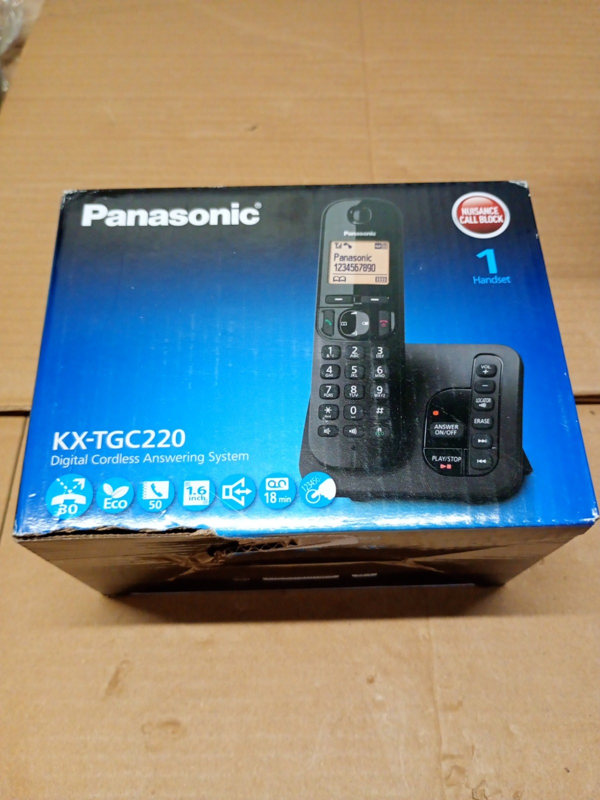 Panasonic TGC220 Digital Cordless Single Phone with LCD Display Answer Machine