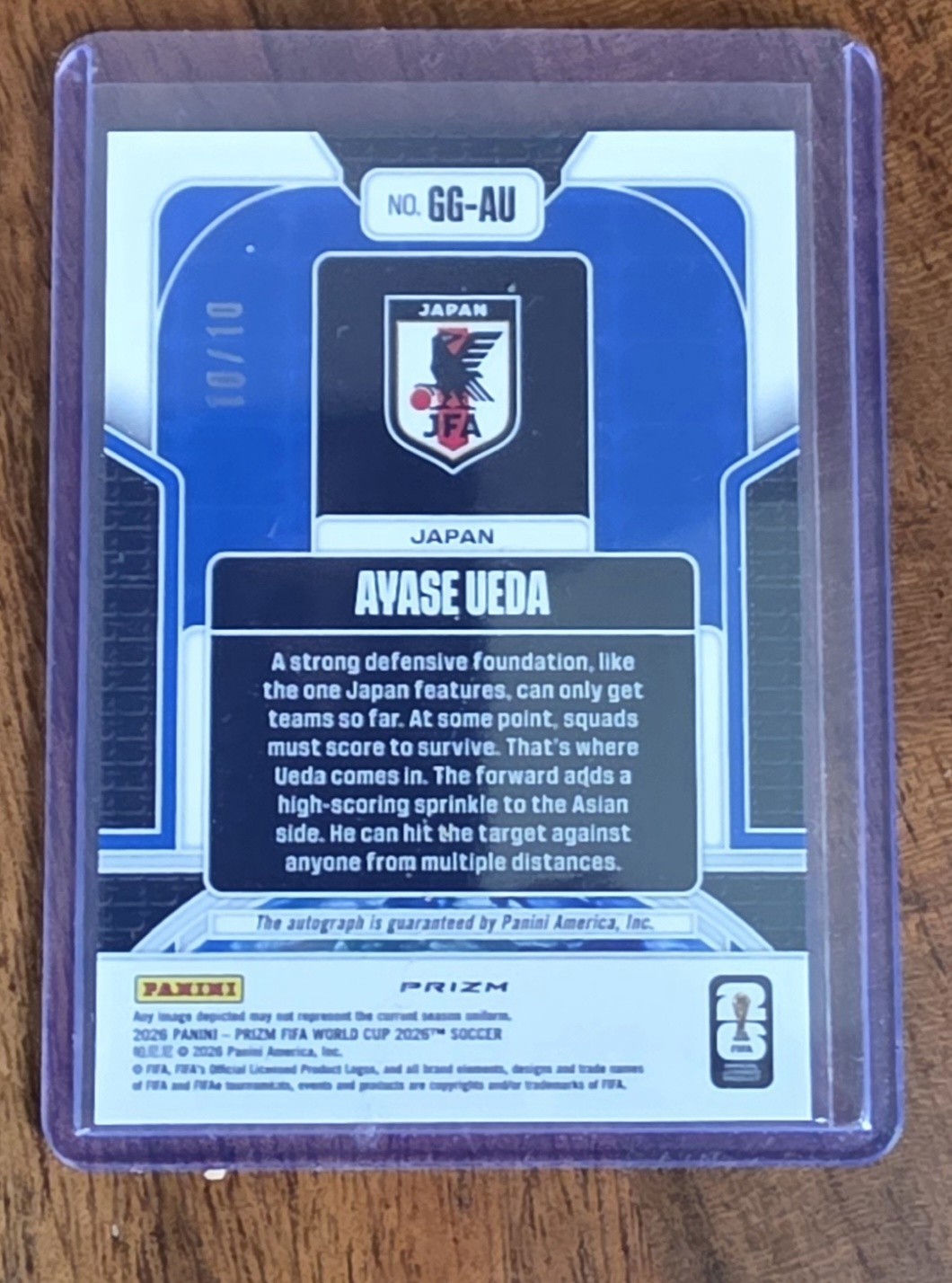 2026 Panini Prizm FIFA World Cup Ayase Gold Auto 10/10 Bookend Japan view 2