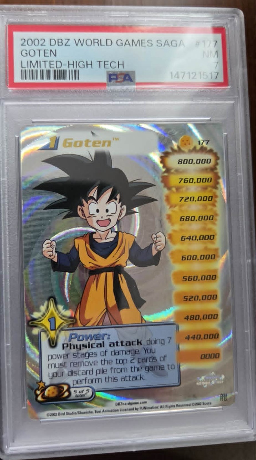 2002 Dragon Ball Z World Games Saga Goten Limited High Tech #177 PSA 7