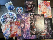 c104 Rioka Southern Blue Art Book Illustration Acrylic Post Card Fan Lot