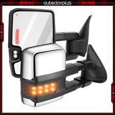Pair Power Signal Chrome Towing Mirrors For 99-02 Silverado Sierra Pickup