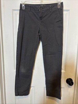 GH Bass Pants Womens 4P Gray Stretch Straight Leg Flat Front, Super Soft Comfy