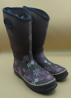 Roper Barnyard Floral Round Toe Rain Women's Brown Casual Boots Sz 8 Gardener