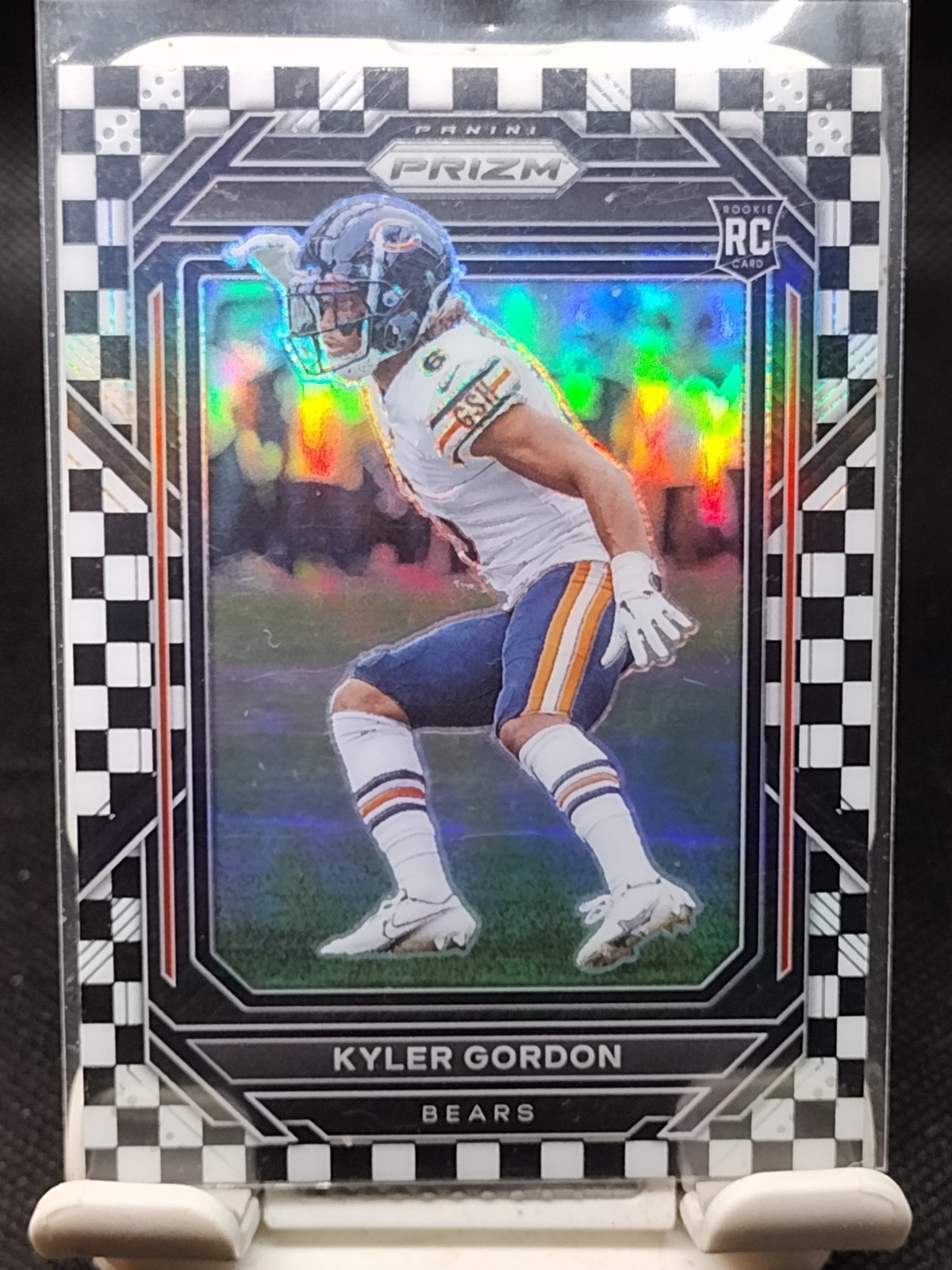 2022 Panini Prizm #385 Kyler Gordon Rookie Black/White Checkerboard Prize.