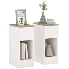 HOMCOM Bedside Tables Set of 2, Nightstands for Bedroom, Living Room, Cream