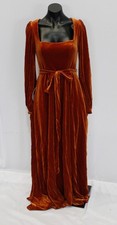 Azazie Women's Leonia A-Line Long Sleeve Velvet Dress AP2 Burnt Orange Size: A4