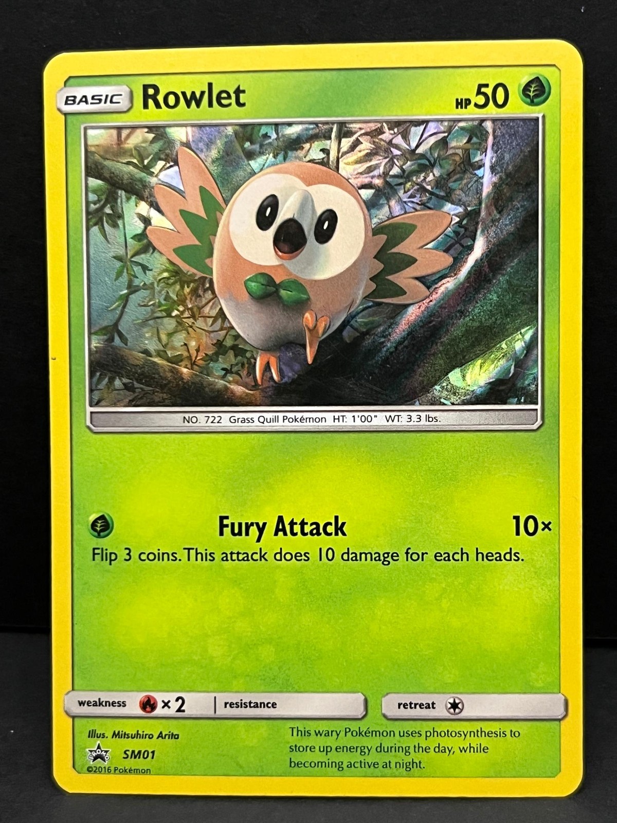 Rowlet - SM01 Holo Promo Sun & Moon Promo Pokemon Moderately Played