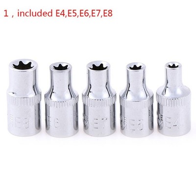 Durable E Torx Star Female Bit Socket Set Hand Tool Kit Drive E4-E8 Repair Tool