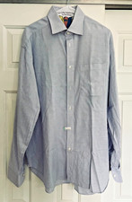 VTG Borrelli Napoli Lt Blue/Lilac Dress Shirt Italian Luxury Handmade Sz 16/41