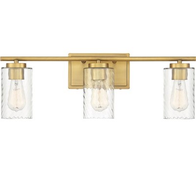 Meridian M80038NB Vanity, 3-Light 180 Total Watts, Natural Brass