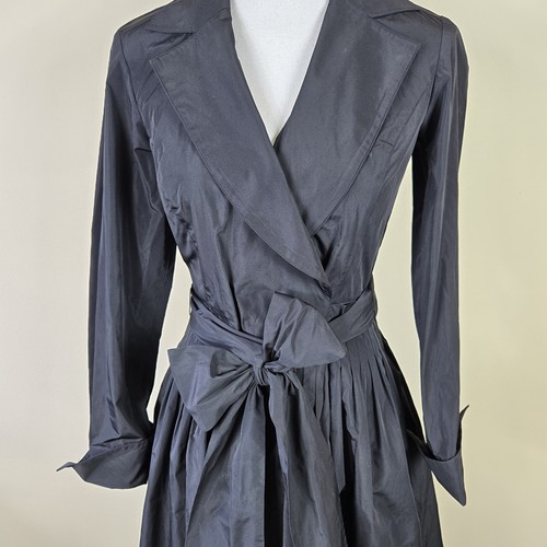 Lauren Ralph Lauren Dress Womens 4 Black Long Sleeve Belted Pleated Midi Party - Picture 3 of 14