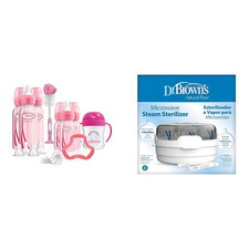 Pink Anti-Colic Baby Bottle Gift Set with Sterilizer, Nipples  Teether