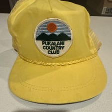 Vintage PUKALANI COUNTRY CLUB HAWAII Trucker Hat Yellow Made in USA