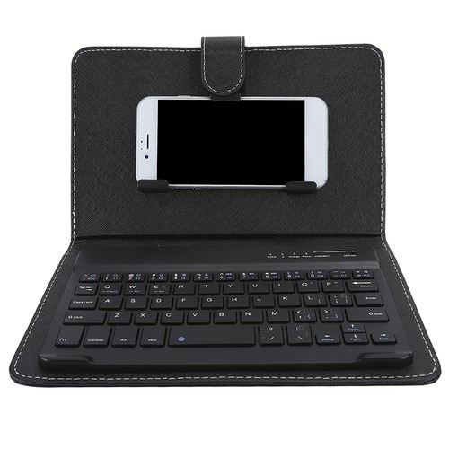 Wireless BT Spanish Keyboard With Leather Cover For 4.5-6.8in Mobile Phone - Picture 4 of 15