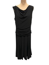 Chaps Dress Womens Size XL  Draped Black V-Neck Sleeveless Classic Elegant EUC.