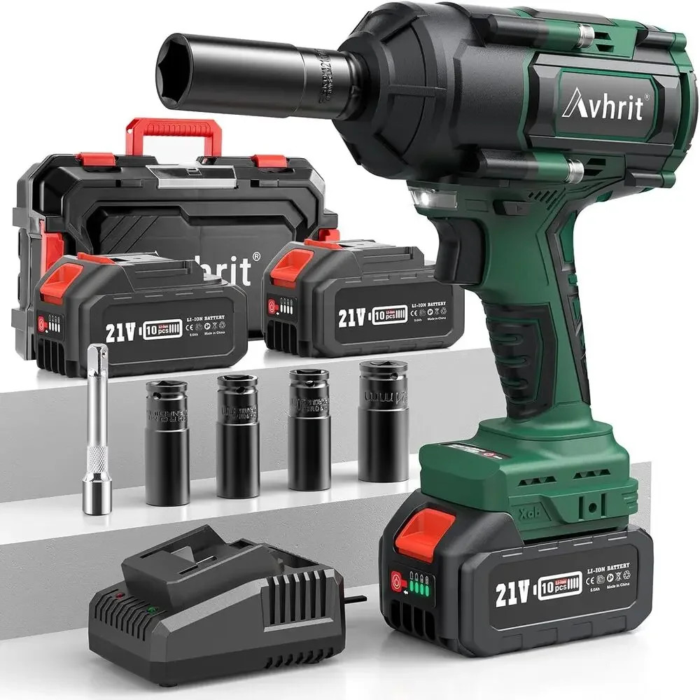 AVHRIT 1/2" Cordless Brushless Impact Wrench 1000Nm(738Ft-lbs) w/ 2x5.0Ah for Ma