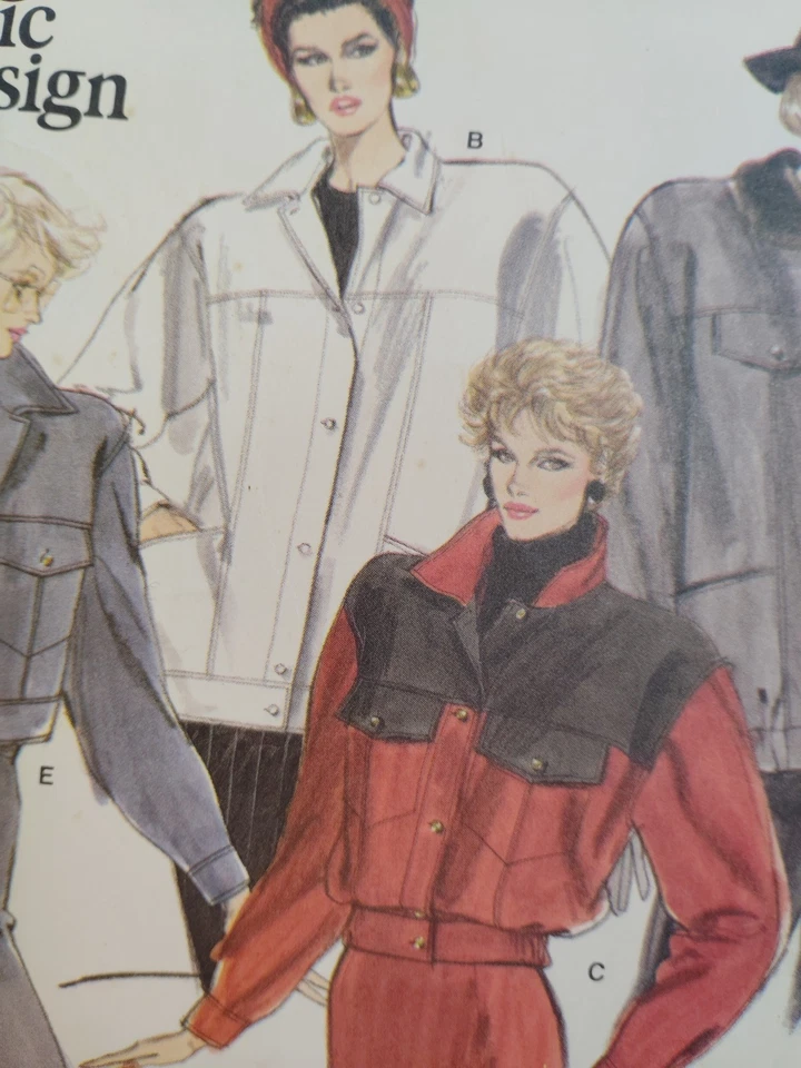 Jacket Coat Jean Denim 10 Vogue 1968 Sewing Pattern VTG Cut Easy Basic Pockets - Image 4 of 4