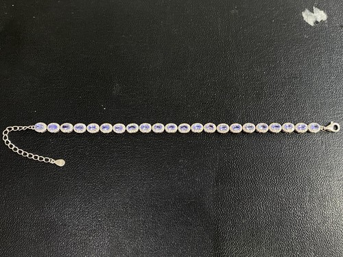 NATURAL TANZANITE 3X5 WHITE CZ STERLING SILVER 925 BRACELET - 第 4/7 張圖片