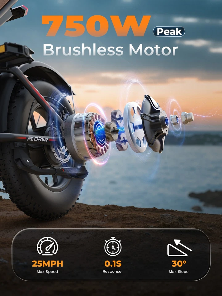 Bicicleta eléctrica para adultos VARUN 16"" Fat Tire 750W 48V 13Ah Foto 2 de 4