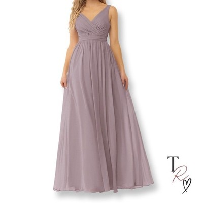 Azazie NWT Kora Chiffon Bridesmaid Formal Gown in Purple Dusk Size 12