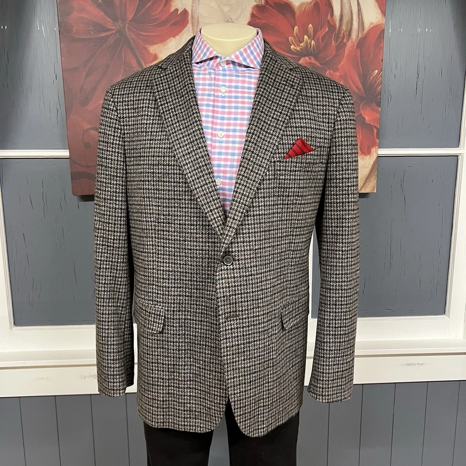 Chaqueta Blazer Joseph Abboud Para Hombre 48R Ajuste Moderno Lana Algodón Marrón/Gris/Negro Foto 2 de 4