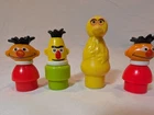 Lot 4 VTG Fisher Price Little People Sesame Street Figures Big Bird Bert Ernie