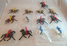 Lot of 13 Vintage Plastic Toy Cowboys and Indians on Horses Hong Kong NOS