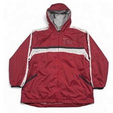 Nike Windbreaker Jacket Red White Hooded Full Zip Mens Medium