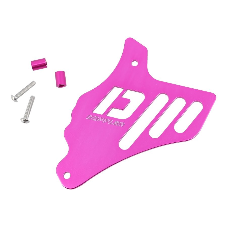Cache pignon Doppler rose en alu taillé masse pour moteur AM6 style racing unique