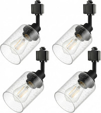 4-Pack Black H Track Lighting Heads with Seeded Glass Shades