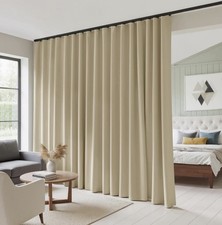 Extra Wide Blackout Curtain With Hooks Beige, W120 X L96, 1 Panel