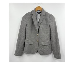 J. Crew Womens Gray Wool Blend Blazer Size 0 Gold Button Lined