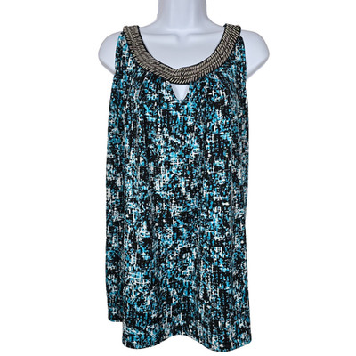 VTG Y2K 90's Avenue Top Tank Sz 18 Egyptian Jeweled Neckline Sleeveless Flowy