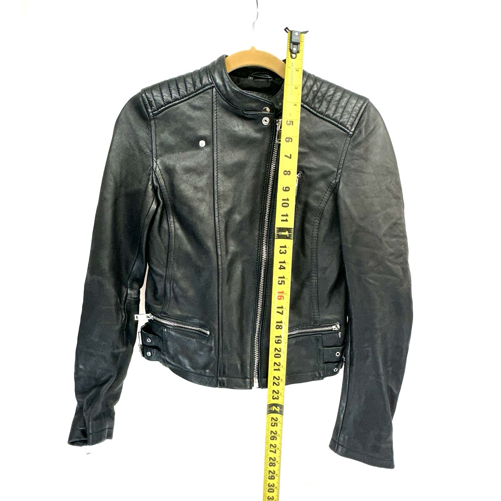 Zara Basic Leather Motorcycle Jacket XS Womens Mo… - image 5