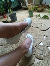 Schuhe 40 mit 5 cm Absatz Damen Innensohle Leder Pumps weiß