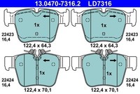 Bremsbelagsatz Scheibenbremse ATE 13.0470-7316.2 (1Satz-1Stk)